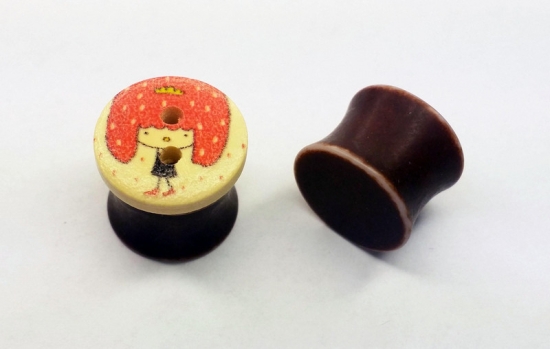 Preview: Tier Knopf Plugs 12mm Paar 1,2cm Tunnels Plug pet